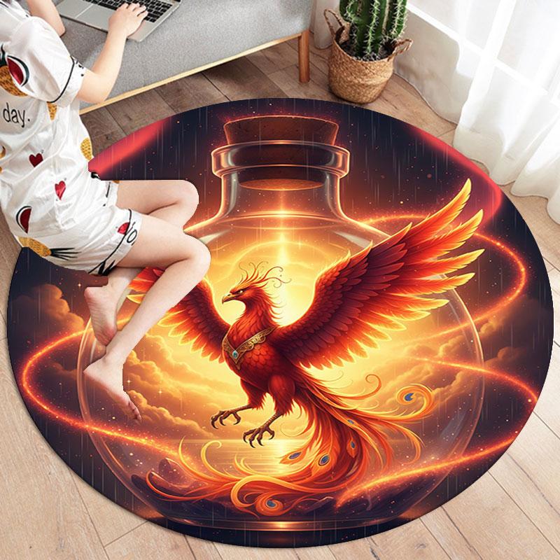 Mythicalcreaturesbottle Round Area Rug,Carpet Rug for Living Room Bedroom Sofa Playroom Decor,Non slip Floor Mat