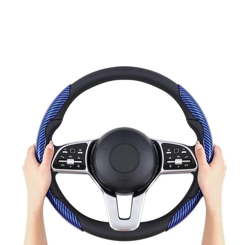 Hub Caps 2pcs Carbon Fiber Car Steering Wheel Cover Non-slip Protective Covers For Alfa Romeo Giulia Stelvio 147 156 166 159 GiuN