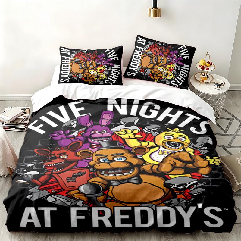 Five nights at freddy zestaw 3-częściowy Idealny do sypialni Wygodny zestaw pościeli zawiera poszewkę na kołdrę i dwie poszewki na poduszki Idealny na urodziny lub Boże Narodzeni