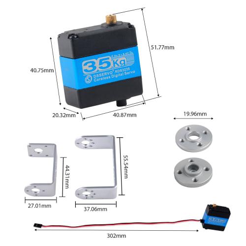 DIYmall 2 Sets 35KG RDS3235 High Torque Digital Servo, Metal Gear Coreless Motor Servo, 270 Degree with Bracket Arm Plate for RC Robot Car DIY Model