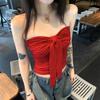 #Summer new pure desire sexy straps clean word circumference thin women's fixed with chest pad versatile top