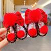 2pcs Hanfu Headdress New Year Headwear Tassel Red Wig Braid Hairpin Traditional Children Hair Clip