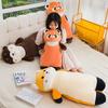 Big Size Animal Long Pillow Cotton Stuffed Otter Raccoon Dog Long Body Plush Throw Pillow Soft Cozy Home Sleeping Companion