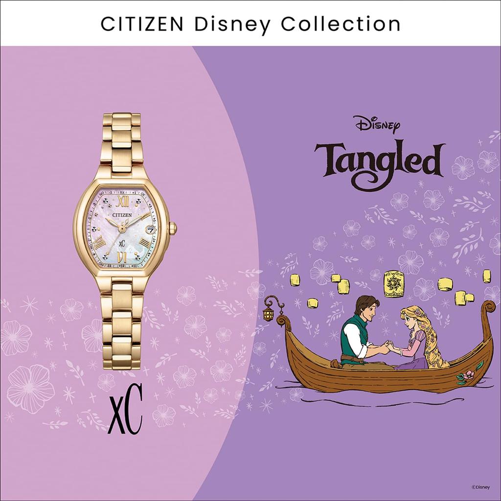 Citizen XC Disney Collection Watch, "Tangled" Motif, Eco-Drive, Water-Resistant, Radio-Controlled, Gold, ES9363-50N, Women's
