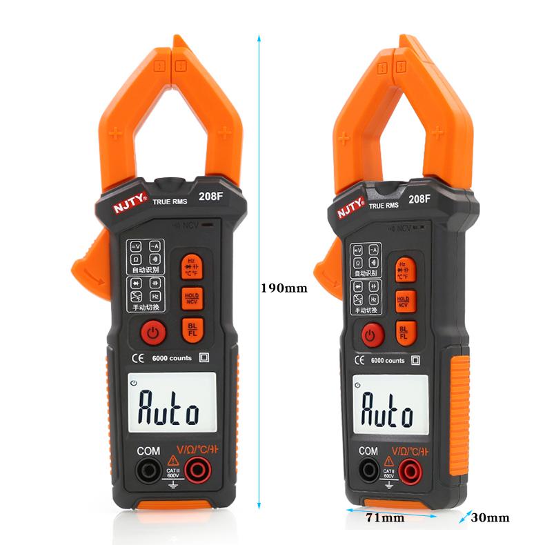 NJTY 208F Smart Clamp Meter, High-precision Electrical Multimeter, Universal Meter, and Capacitance Mete