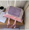New Y2K Cute Lace Bow Ita Shoulder Bag Sweet Girl Transparent Pocket Women Large Capacity Tote Bag DIY Display Crossbody Handbag