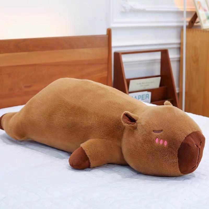Kawaii Cute Capybara Plush Toy Stuffed Capibara Fluffy Doll Long Sleep Soft Pillow Sofa Cushion Nap Sleeping Toys For School Xmas
