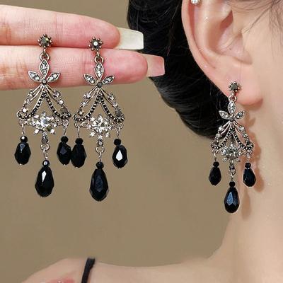 Korean Fashion Zirkon Schwarze Ohrringe Für Frauen Vintage Quaste Baumeln Braut Ohrringe Partei Schmuck Zubehör Geschenke