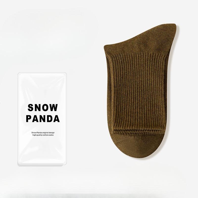 Men's Cotton Socks - Thick Socks for Autumn and Winter, Plain-colored Mid-calf Socks, Sweat-absorbing and Odor-resistant Business Socks
