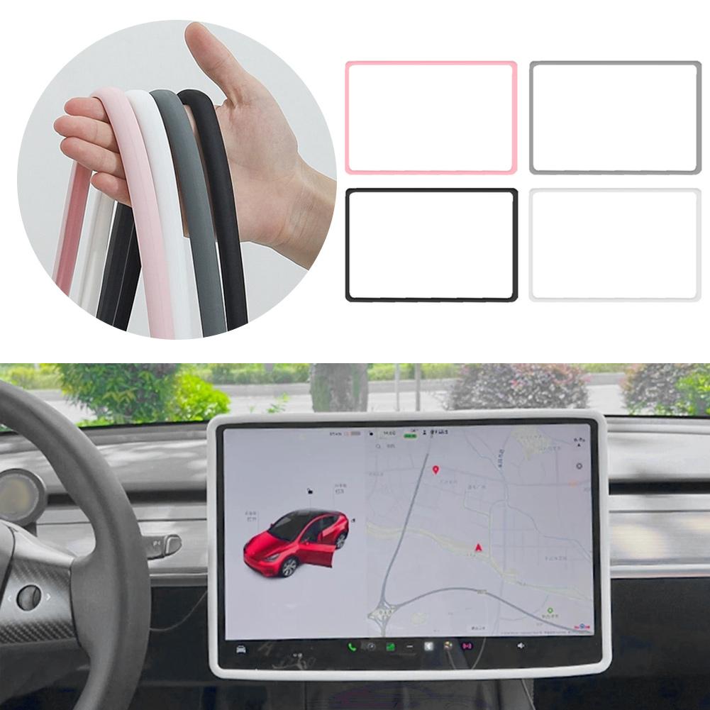 Silicone Screen Protective Frame For Tesla Model 3 Y Edge Cover Central Control Navigation Screen Protector Trim Car Accessories