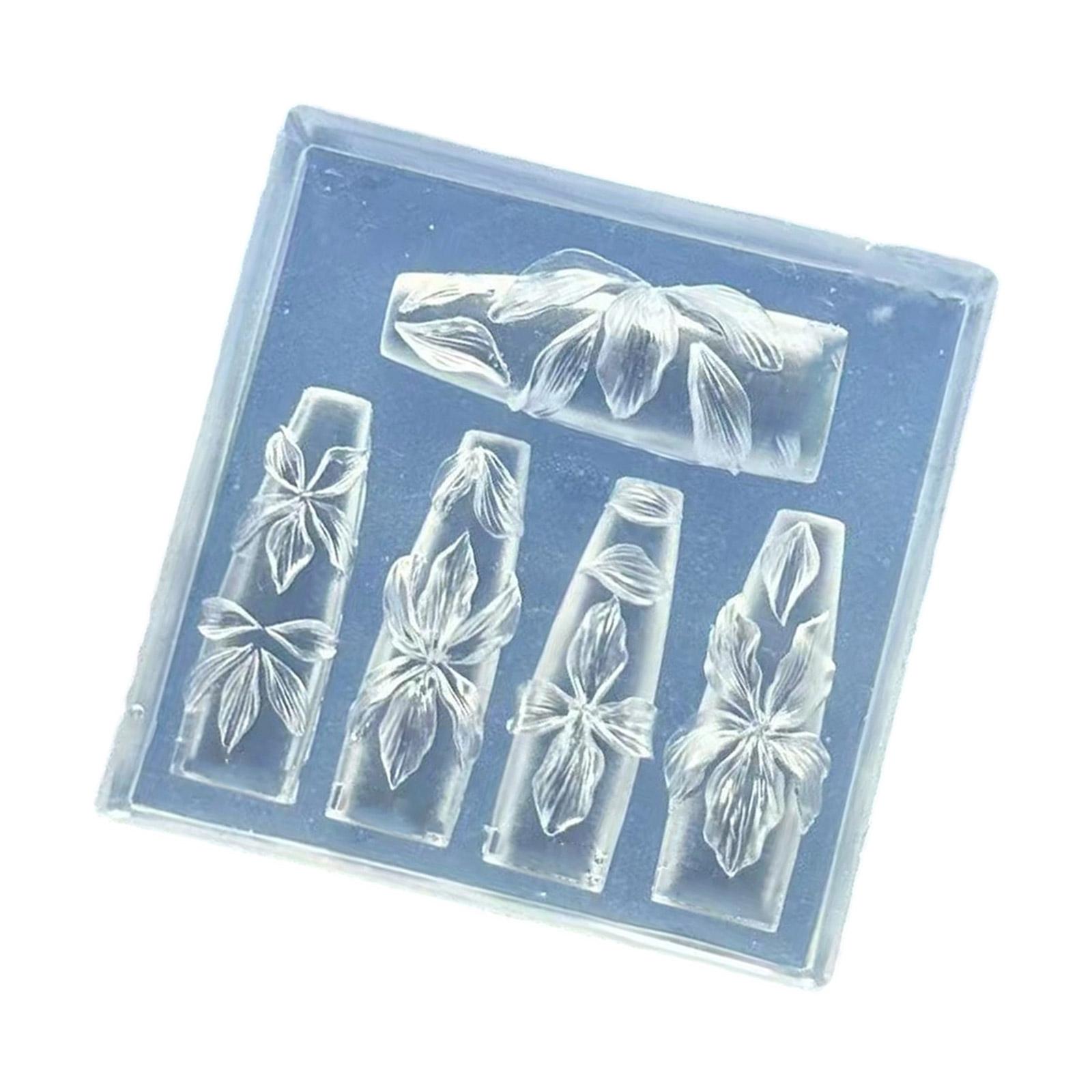 

Силиконовая форма для тисненых наклеек для нейл-арта, сложные цветочные кружевные дизайны, бантики, для рукоделия, легкое нанесение 2