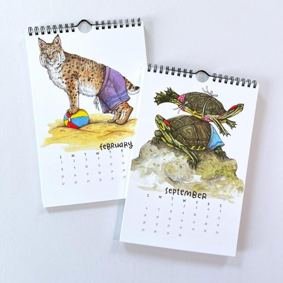 2026 Cute Animals Swimsuit Wall Calendar 12-Month Hanging Planner Funny Animal Theme Calendar for Home Office Classroom Use