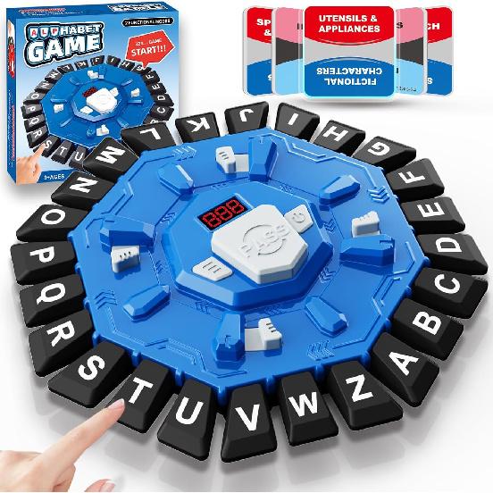 Word Game Family Board Games for Kids & Adults with 2 Modes,220 Topic Categories 24 Letters Pressing Games,Fun Fast-Paced Learning Game,35 Cards,LCD