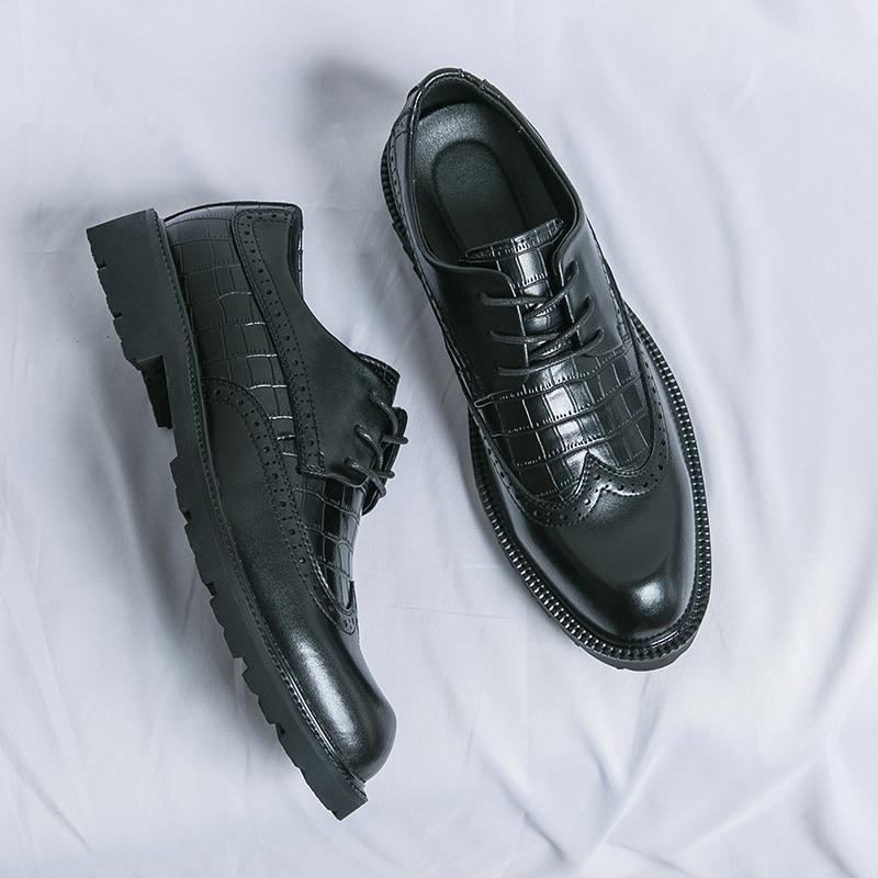 Fashion Black Leather Shoes for Men Oxfords Lace Up Male Wedding Party Office Work Shoes Elegant Designer Brand Dress Shoes for Men