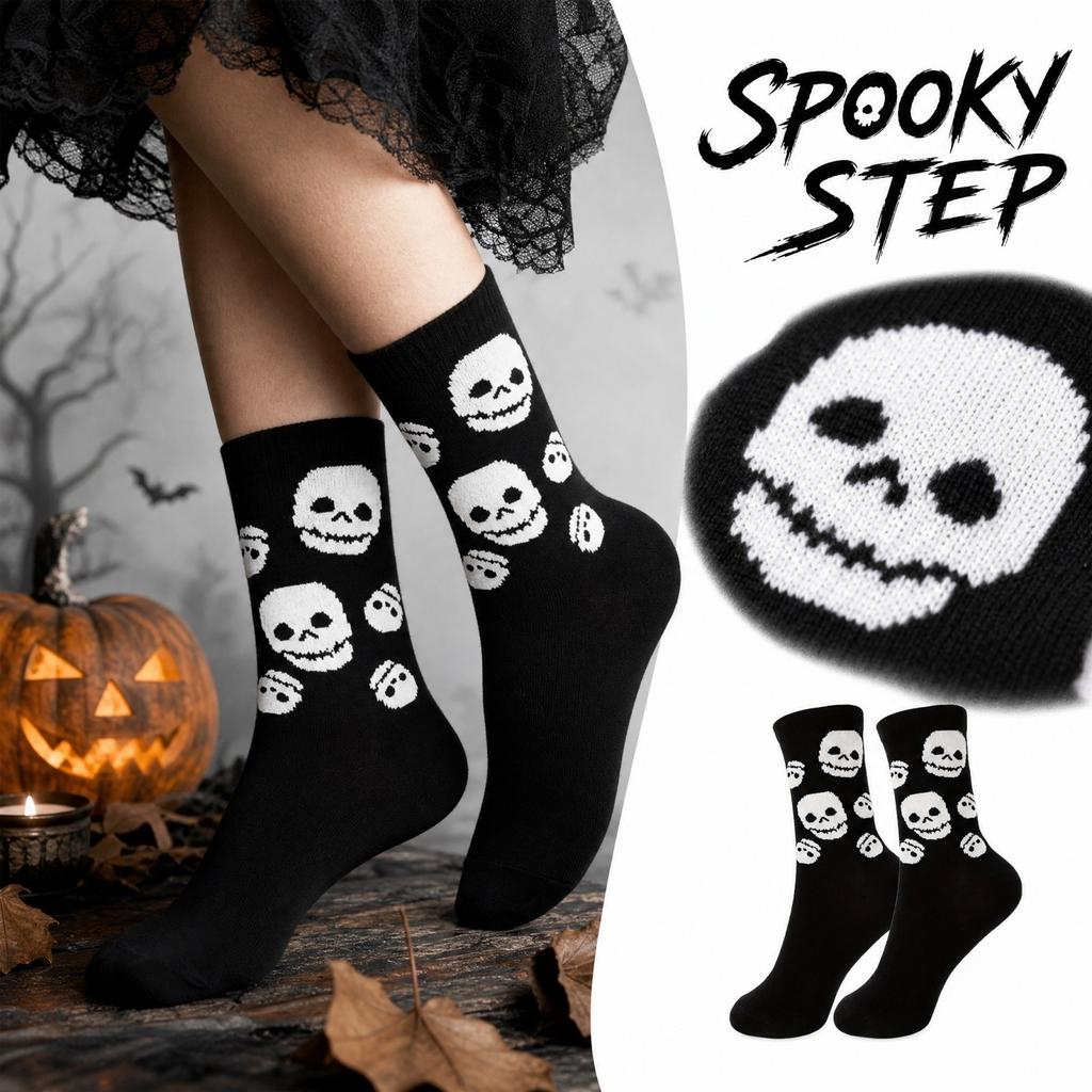 Halloween Printed Mid-Calf Socks Wicking Breathable Socks for Men Women Casual Daily Wear