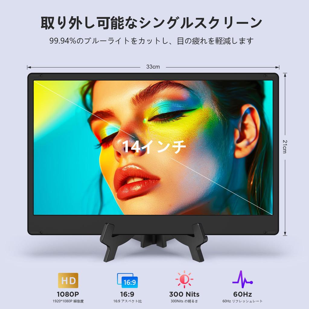 Dual Display Triple Portable Mobile IPS FHD 1080P Triple Portable Display Rotating Laptop Display Expander with Vertical Band Bracket Monitor, 14-inch