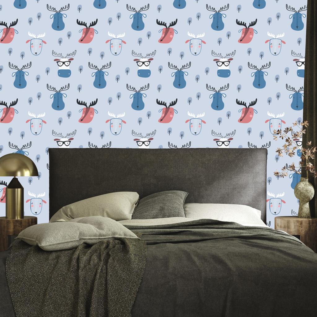 Forest Animals Wallpaper in Scandinavian Style for Living Room and Bedroom 50x1000