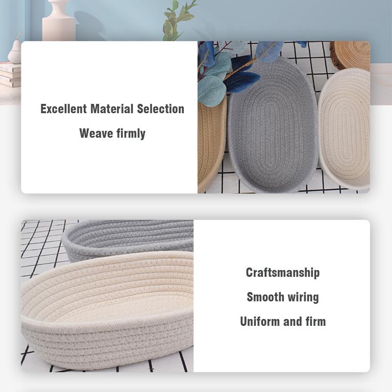 1PC Oval Woven Storage Basket Cotton Rope Woven Basket Simple Table Top Sundries Bedside Storage Basket Cosmetics Storage Basket