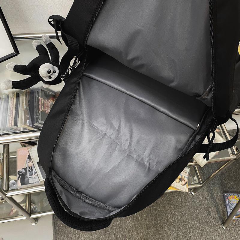 2022 Black School Backpack with Multiple Pockets & Large Capacity for Junior High Students