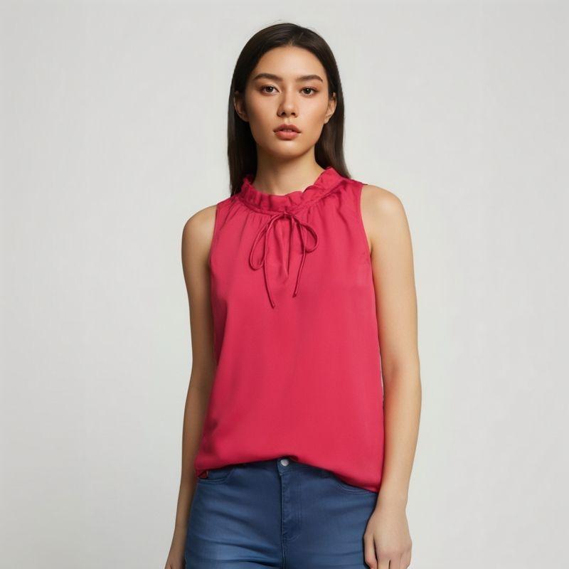 

Fashion Export JC Shirt Women s Summer Thin Floral Work Clothing Ol Simple Basic Wooden Ear Polka Dot Sleeveless Red 6