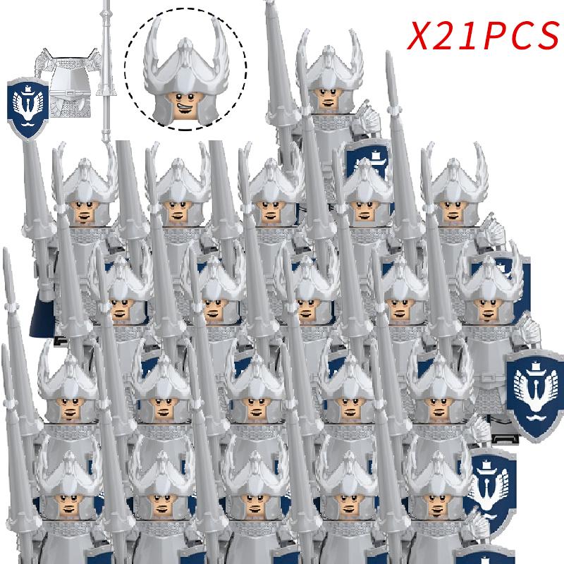 New 8pcs/lot MOC Uruk-hai Orc Army Group Orcus Figures Model Building Blocks LOTR Bricks Medieval Toys for Children gifts