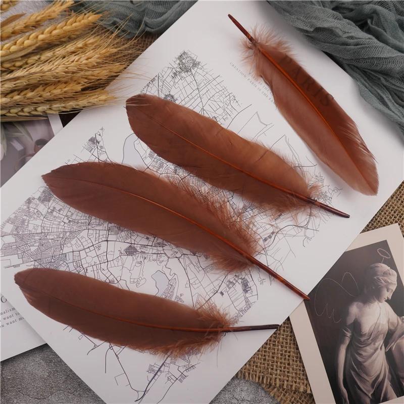 15-20cm Hard Stick Goose Feathers Natural Swan Pluma Handicraft Accessories Colorful Dream Catcher Feather Decoration