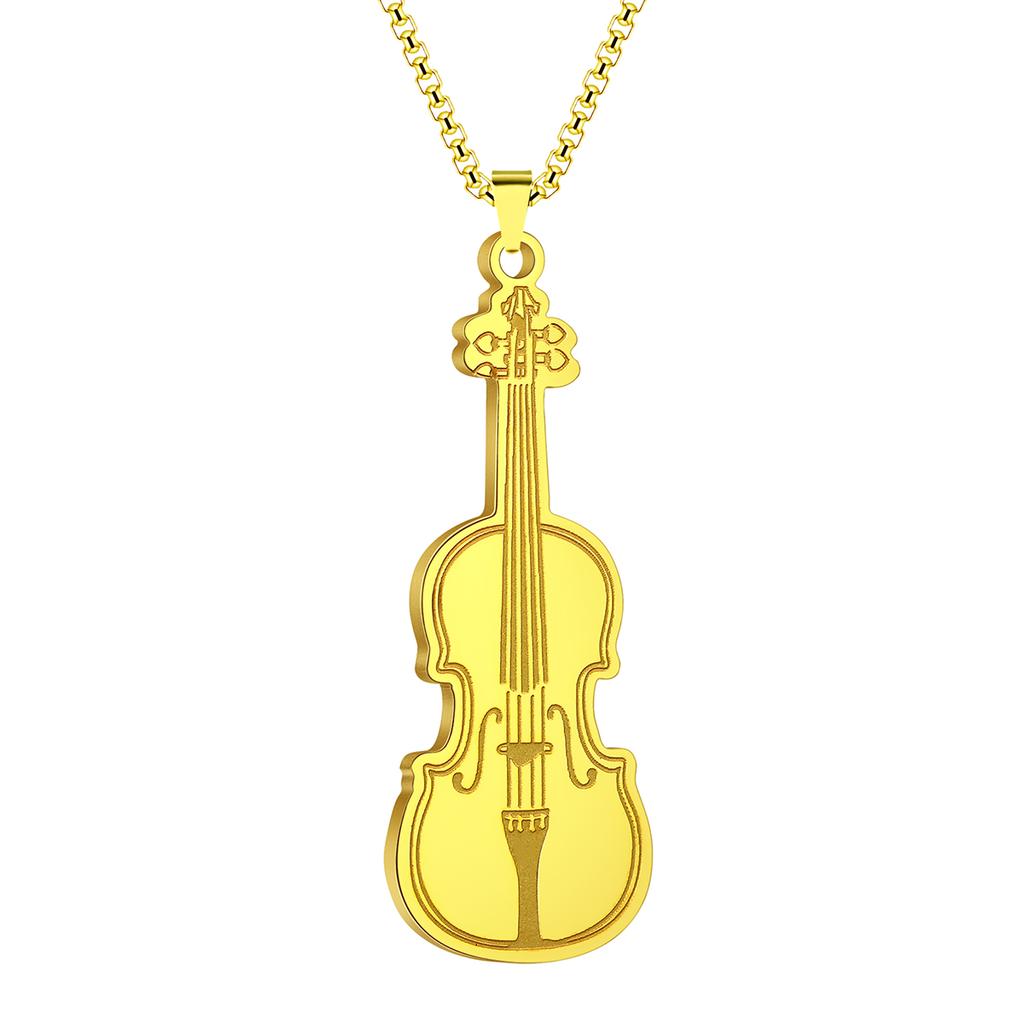 Kinitial Violine Ornament Anhänger Halskette Damen Ikonisches Saiteninstrument Musiker Schmuck Edelstahl Schmuck