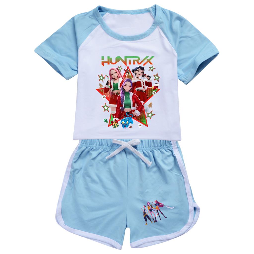 5182 Kids Girls Christmas POP Rumi Zoey Mira Print T-shirt Shorts Sport Tracksuit Clothes Set