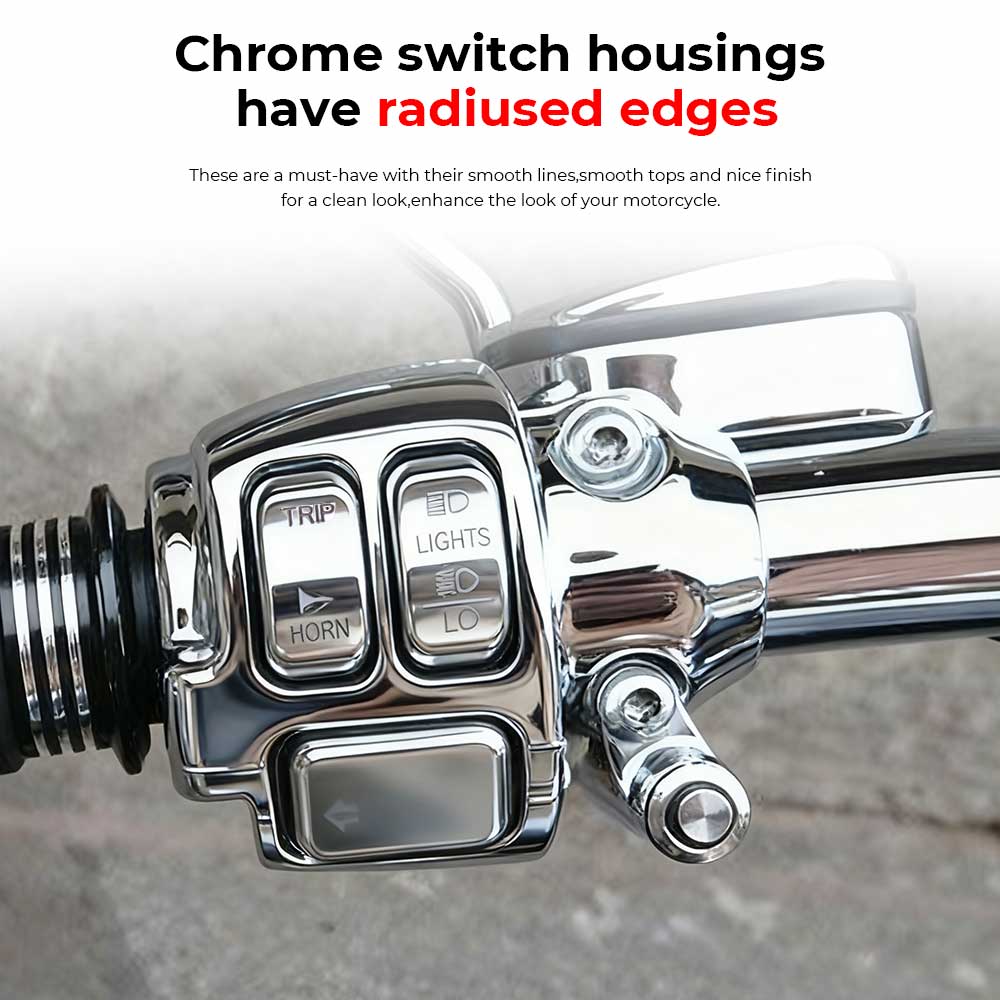 1Pair Handlebar Control Switch Housings Cover Button Caps Chrome Kit Motorcycle For Harley Sportster Forty-Eight XL1200X 2014-22
