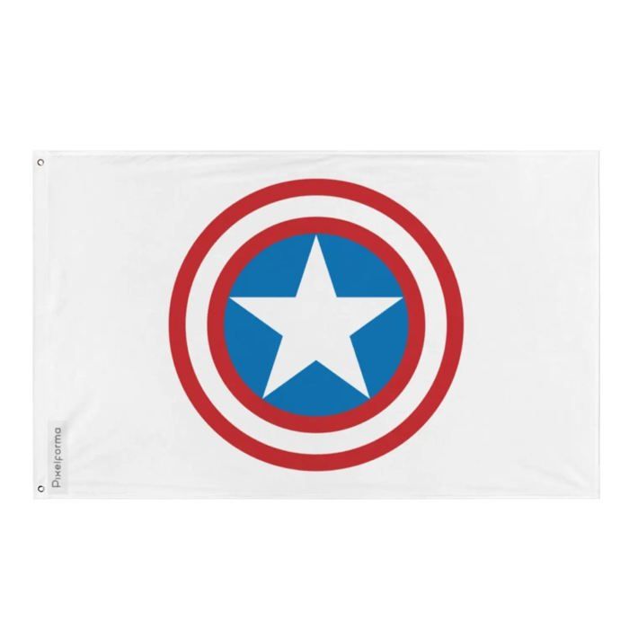 Drapeau - Captain America - 90 X 150 Cm - Polyester - Impression Recto/verso - Œillets En Fer