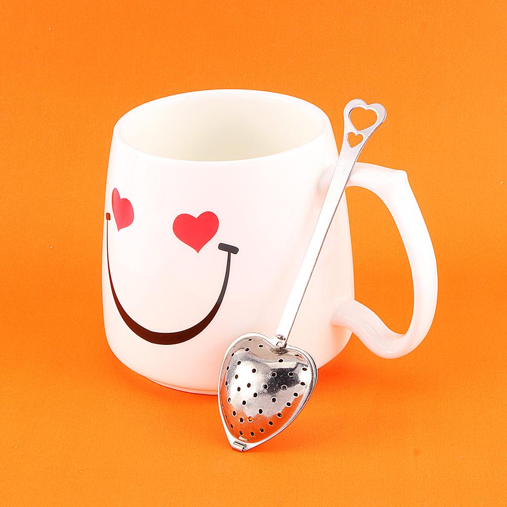 1X Stainless Steel Filter Tea Infuser Heart Shape Spoon Strainer Ball Novelty