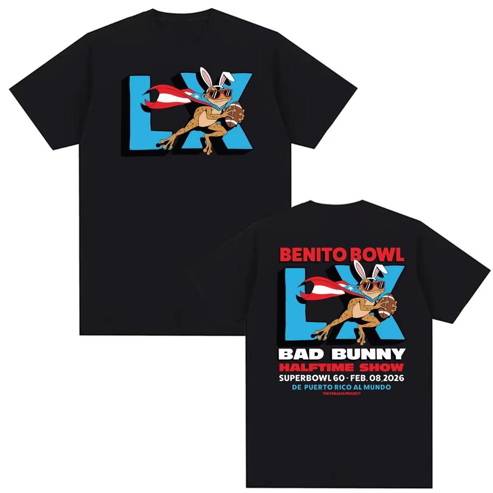 

Benito Bowl Super Bowl LX Halftime Show T-shirt Bad Bunny 2026 Print T-shirts Men Women Harajuku Fashion pure Cotton T Shirt... S разноцветный