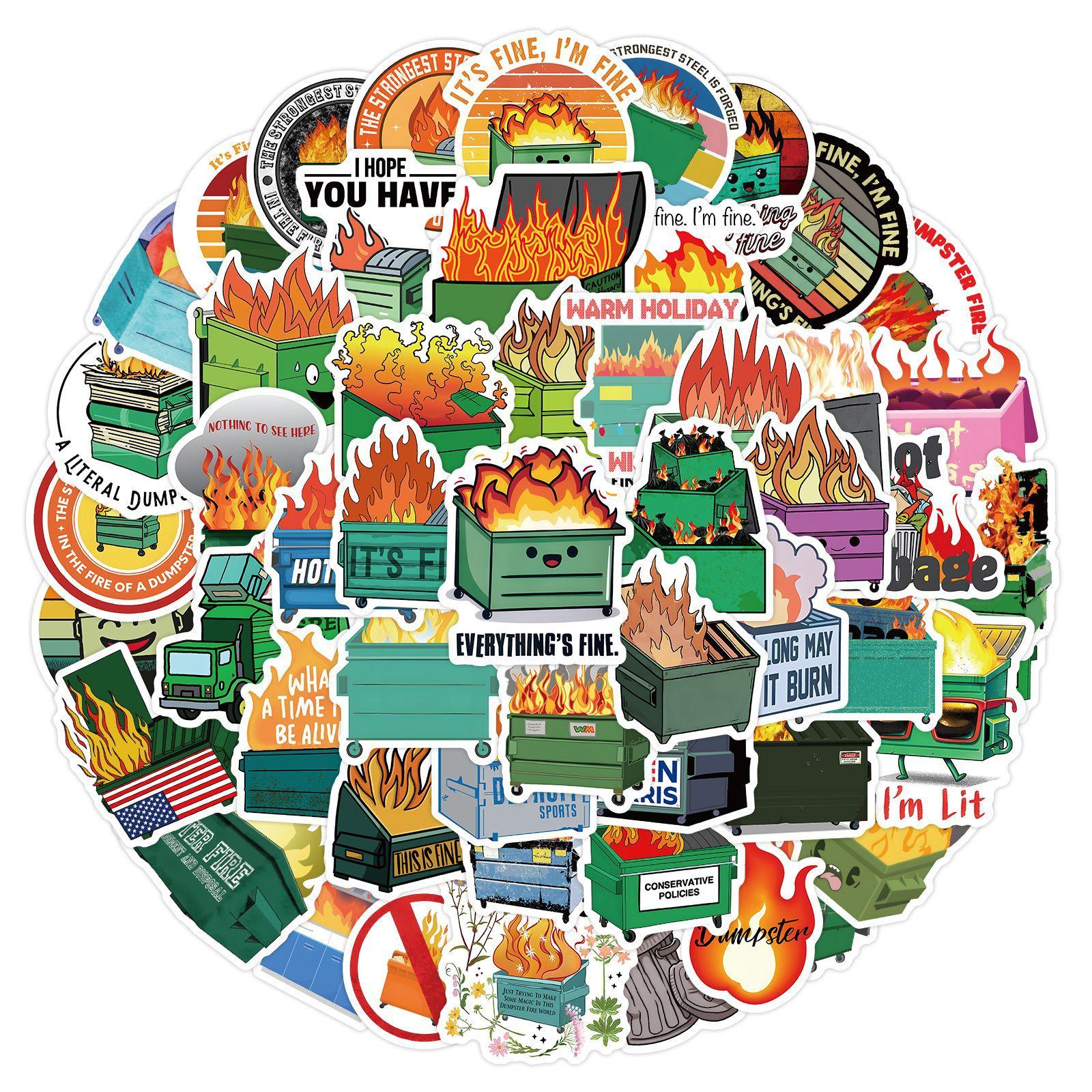 

60 New Dumpster Fire Graffiti Stickers Suitcase Notebook Water Cup Waterproof Stickers