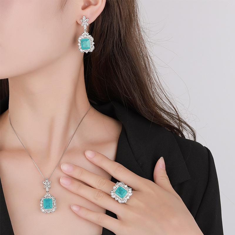 Jewelry Copper Bottom Gold-Plated Simulation Papalaiba Retro Square Suit Women 10 * 12