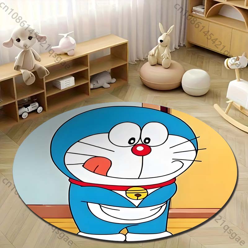 Multiple Sizes Doraemon Cartoon Print Round Carpet for Living Room Bedroom Table and Chair Sofa Home Decor Area Rug Play Mat