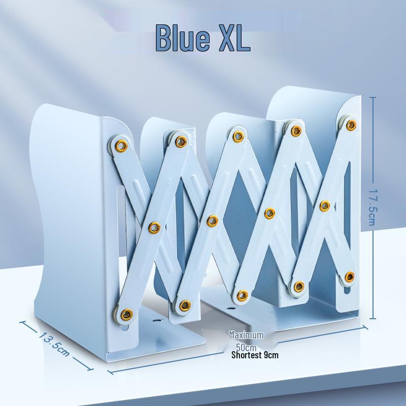 Retractable Bookend with Pen Holder - Foldable Desktop Bookshelf and Divider
