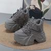 Fashion 12CM Microfiber Leather Chunky Sneaker Loafer Spring Autumn Platform Wedge Vulcanize Vulcanize High Bran Women Shoes 34-39