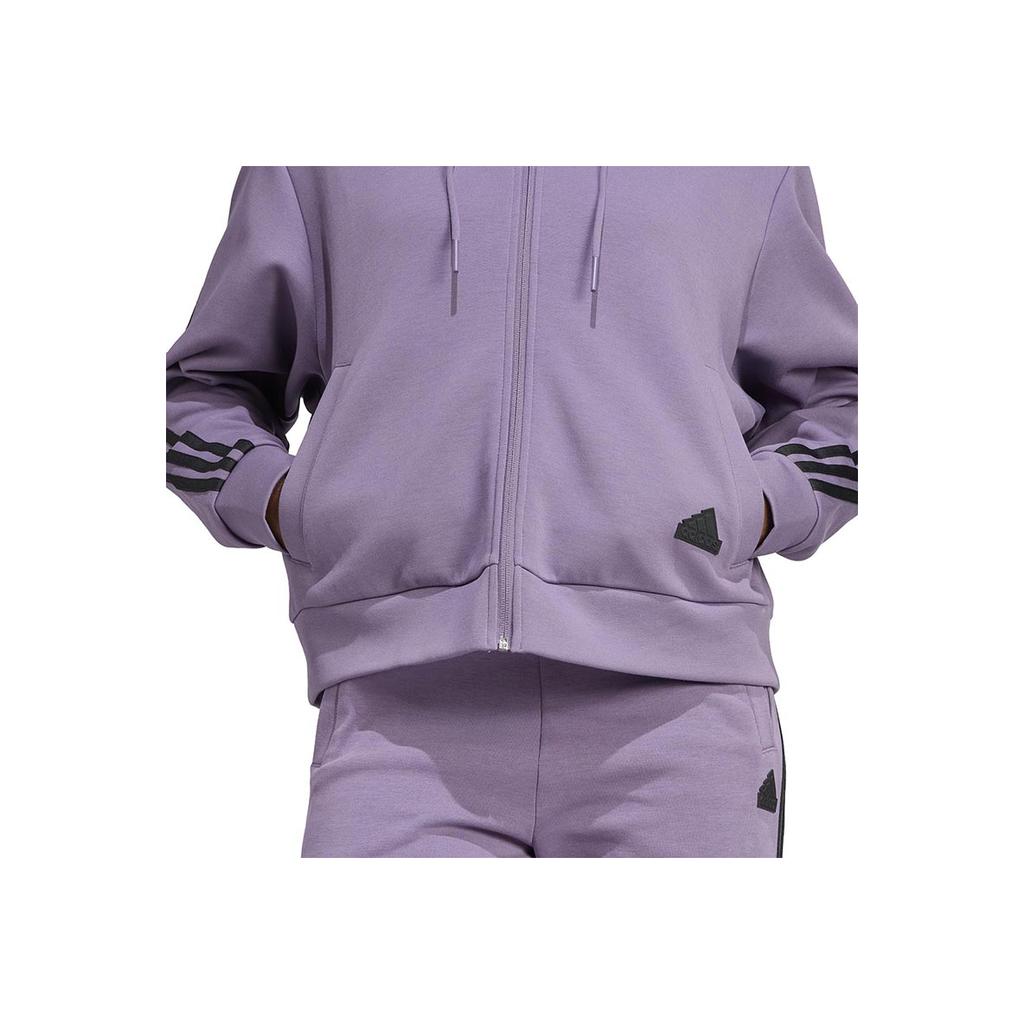 Adidas Striped Casual Hooded Long Sleeve Sweatshirt Women Sweatshirt Purple IL3050