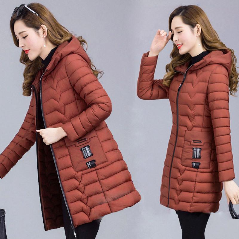 Women's Lining Plus Size Printing Jacket Winter Long Warm Jacket Thickened Slim Jacket