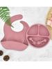 4Pcs/Set Baby Safe Silicone Dining Plate Solid Cute Cartoon Children Dishes Smile Face Baby Tableware Set Retro Kids Plate