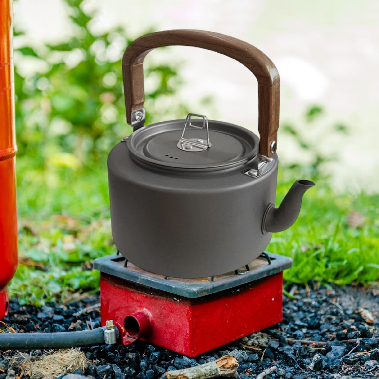 Camping Kettle Tea Coffee Pot Aluminum Alloy Fast Heating Water Boiler with Handle for Picnics серый