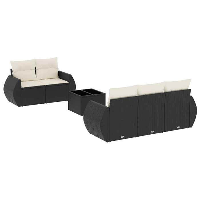 VidaXL Salon de Jardin avec Coussins 6 pcs, Canapés de Patio, Ensemble de Meubles, Mobilier de Terrasse Extérieur, Noir 3253433
