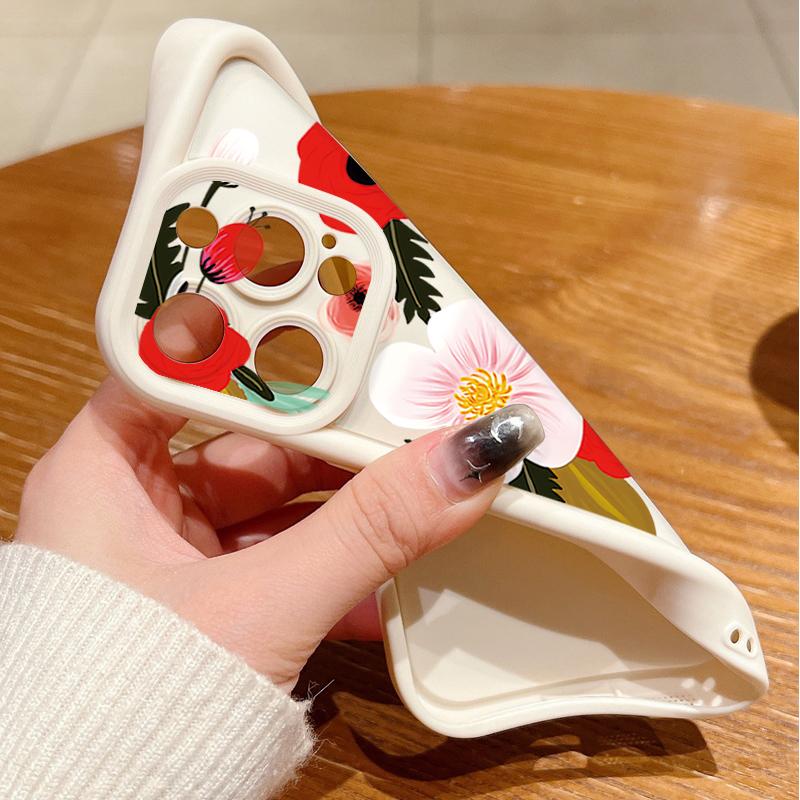 For iPhone 16 Case Cartoon Flower Pattern Shockproof TPU Silicone Soft Cover For iPhone 13 14 15 Pro Max 12 11 iPhone 16 Pro Max Funda