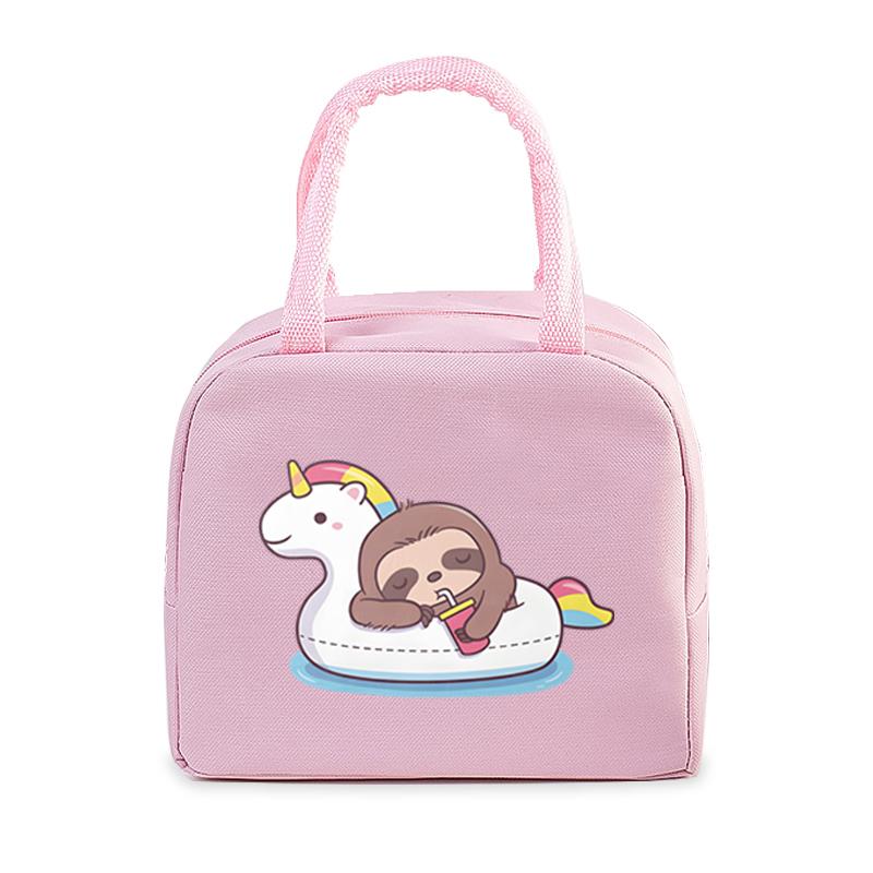 Cute Otter Printing Lunch Bags Women Portable Insulated Tote Bags Cartoon Otter Sloth Graphics Thermal Foods Eco Kids Lunch Bags