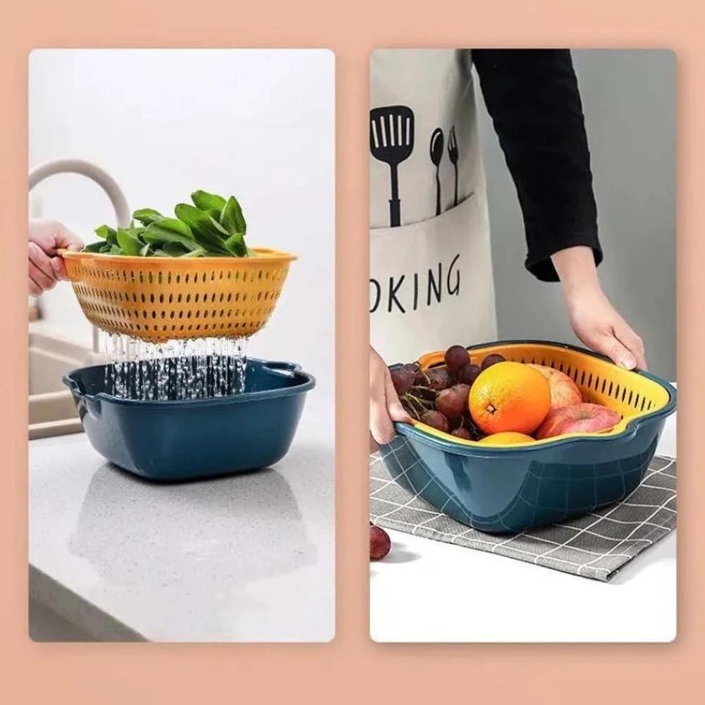 Multifunctional Drain Basket Household Double-Layer Vegetable Washing Basket Creative Kitchen Fruit Basin