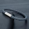 Classic Blue Braided Leather Bracelet Stainless Steel Magnetic Buckle Bangle Simple & Stylish Couple Jewelry Gift for Him