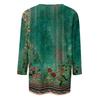 Women's 3/4 Sleeve Square Neck Floral Shirt Casual Loose Tunic Top