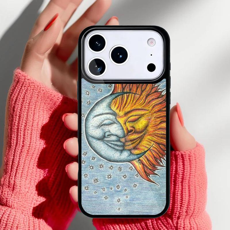 Vintage Moon Sun Stars Celestial Phone Case for iPhone 17 Air 16e 15 14 13 Pro Max Back Cover for 12 11 Pro Coque