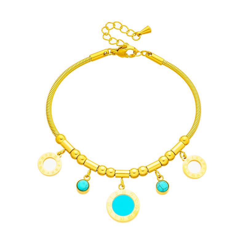 316L Stainless Steel New Fashion Fine Jewelry 9 Styles Beaded Zircon Stone Heart Eye Charm Thick Snake Chain Bracelets For Women