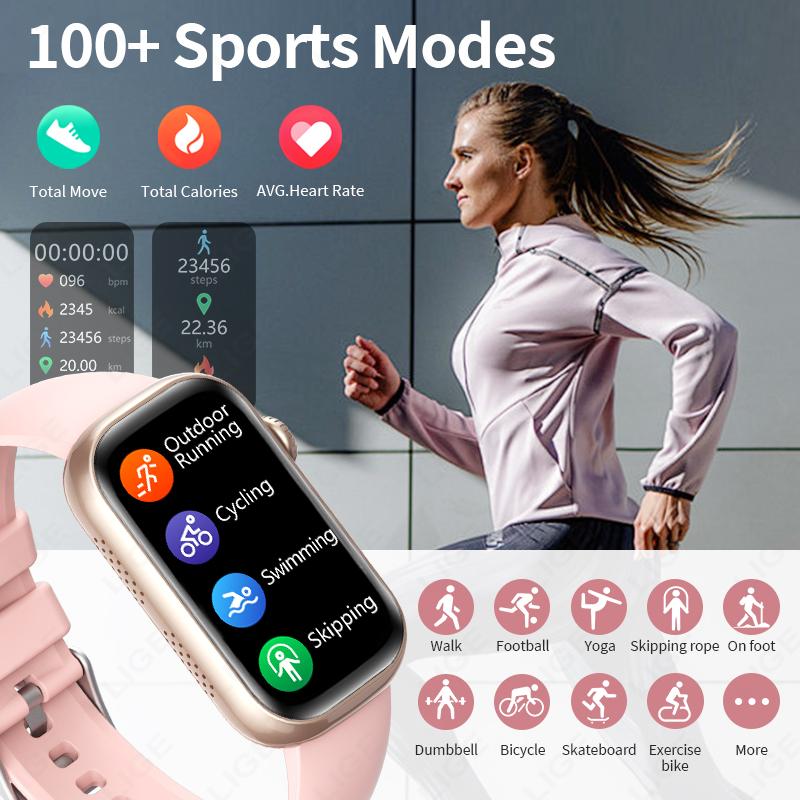 SACOSDING New Smart Watch for Women with Bluetooth Call 100+ Sports Modes Fitness Tracker  Heart Rate Blood Oxygen Sleep Monitor